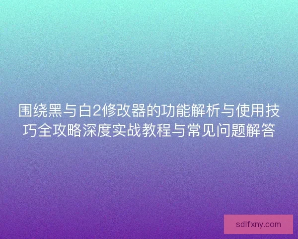 围绕黑与白2修改器的功能解析与使用技巧全攻略深度实战教程与常见问题解答